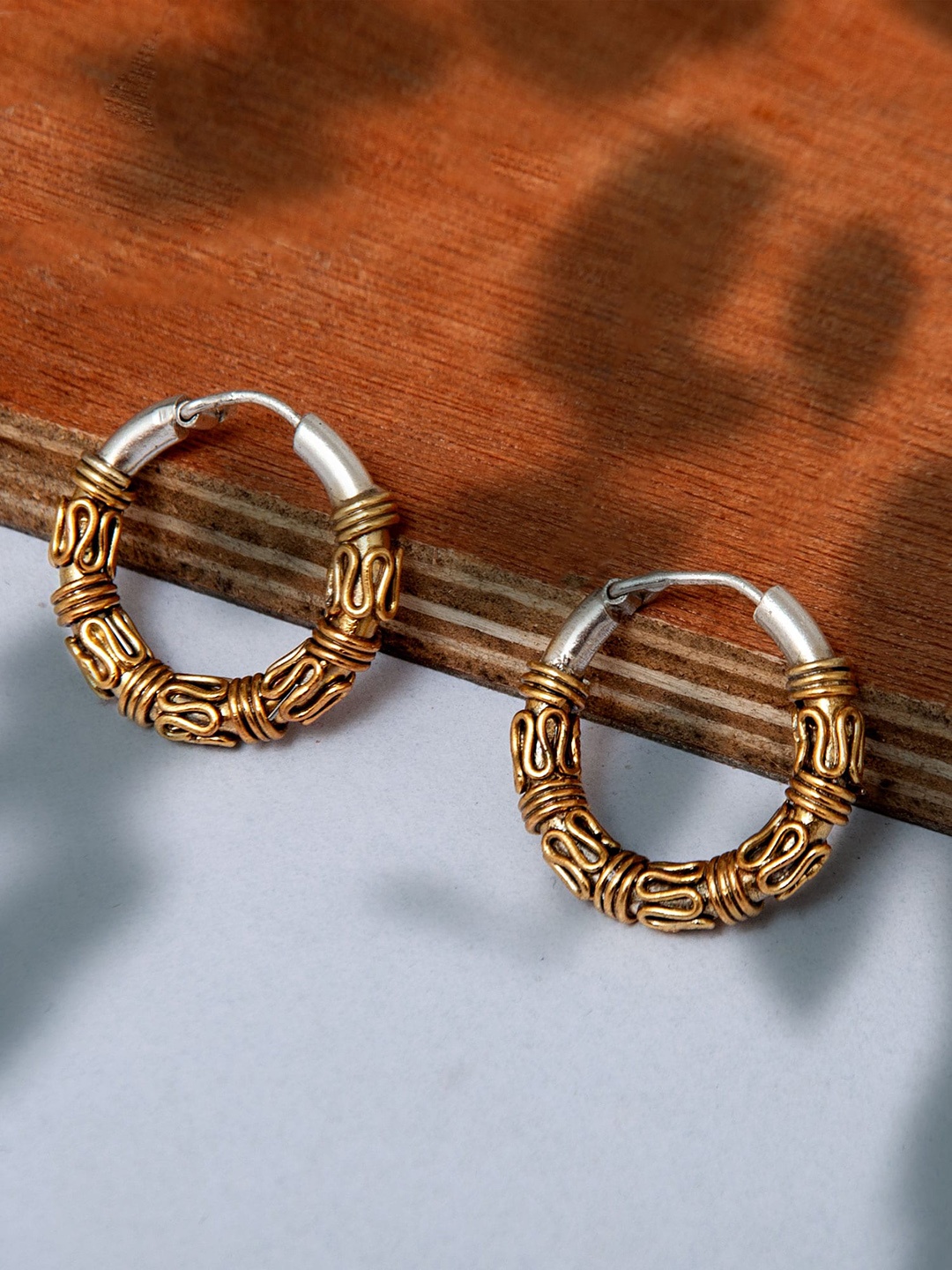 Neeta Boochra Gold-Plated Contemporary Hoop Earrings
