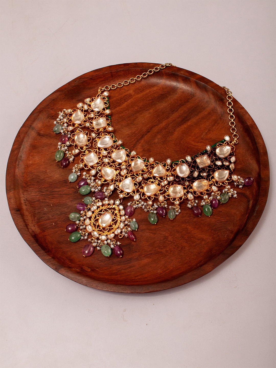 

Neeta Boochra Gold-Plated Kundan Necklace