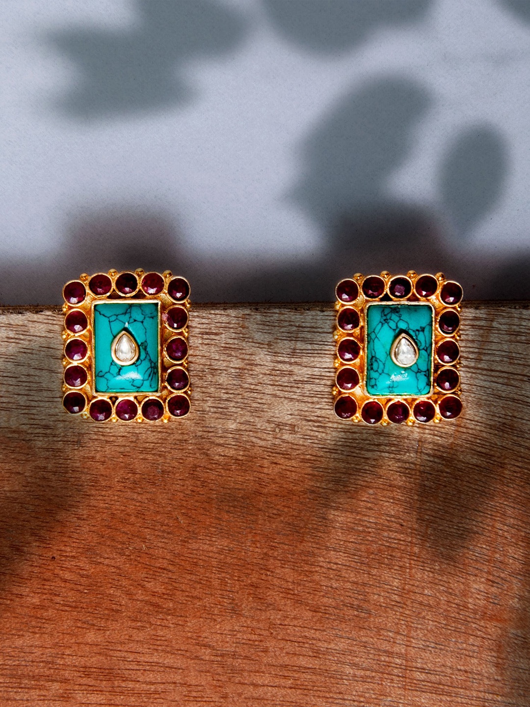 

Neeta Boochra 925 Sterling Silver 22K Gold Plated Contemporary Drop Earrings