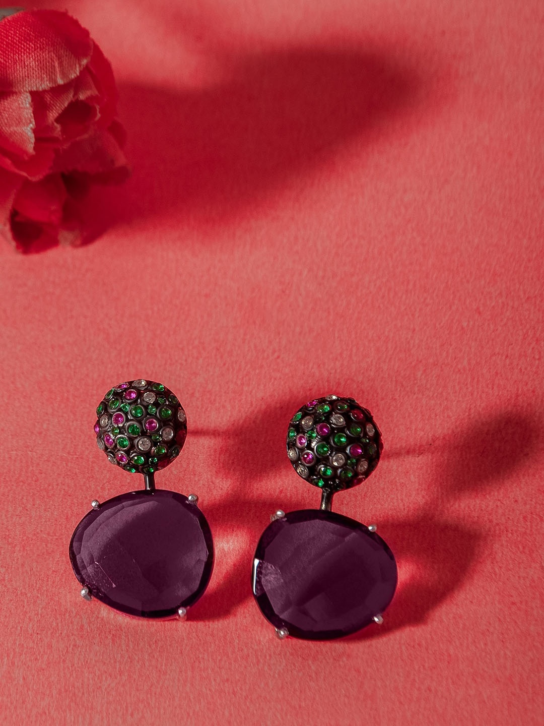 

Neeta Boochra Gold-Plated Contemporary Drop Earrings