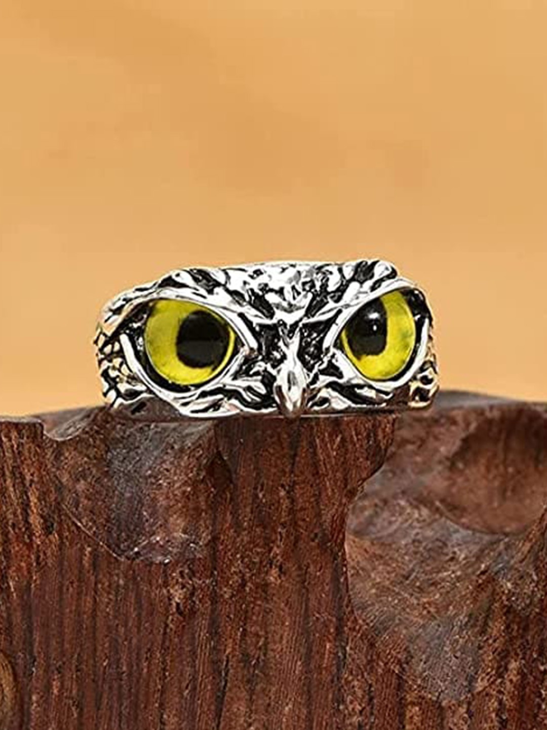 

KARISHMA KREATIONS Silver-Plated Owl Eyed Adjustable Finger Ring