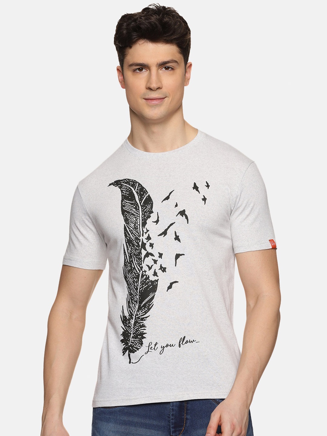 

UrGear Graphic Printed Pure Cotton T-Shirt, Grey