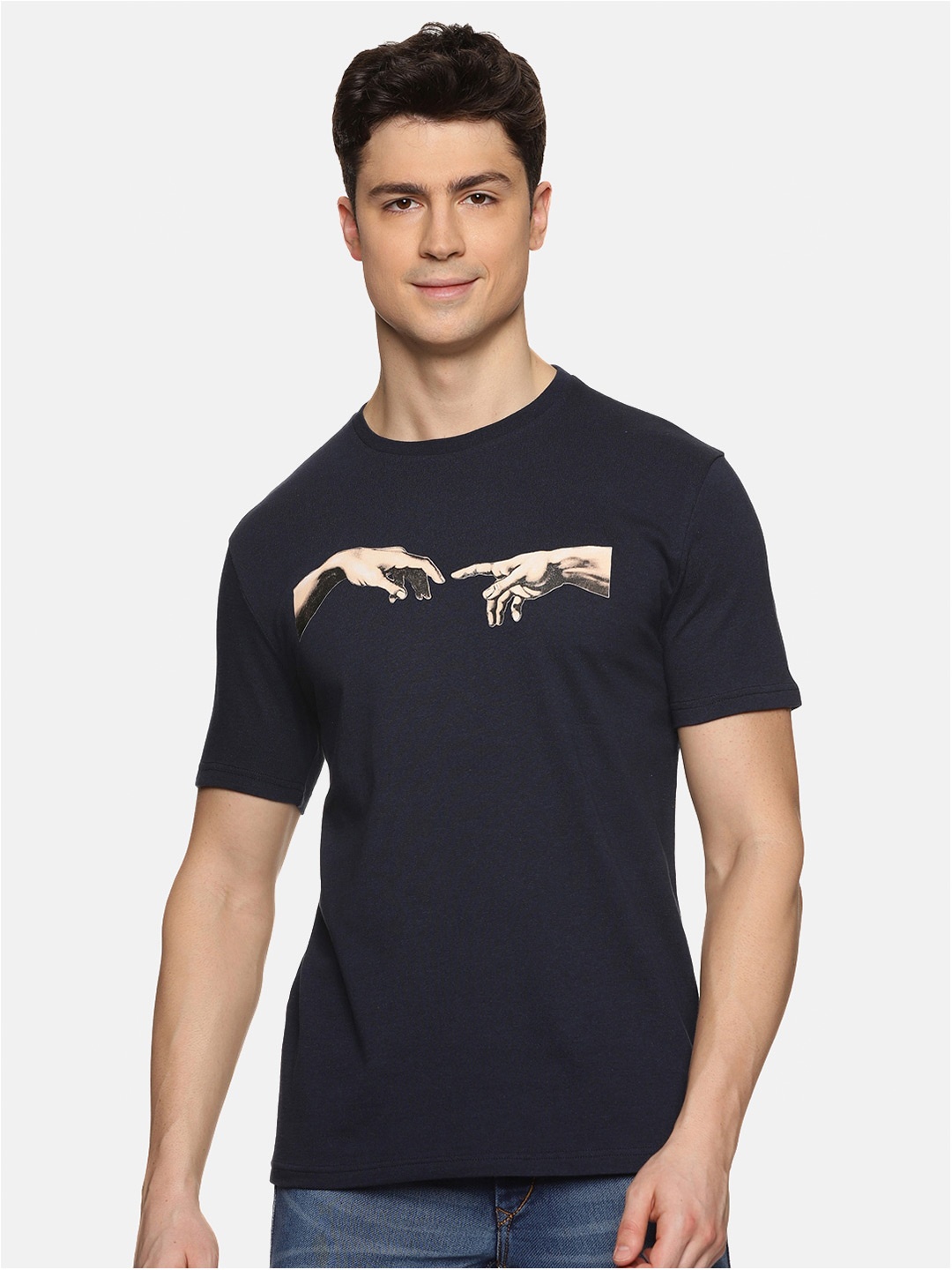 

UrGear Graphic Printed Pure Cotton T-Shirt, Navy blue