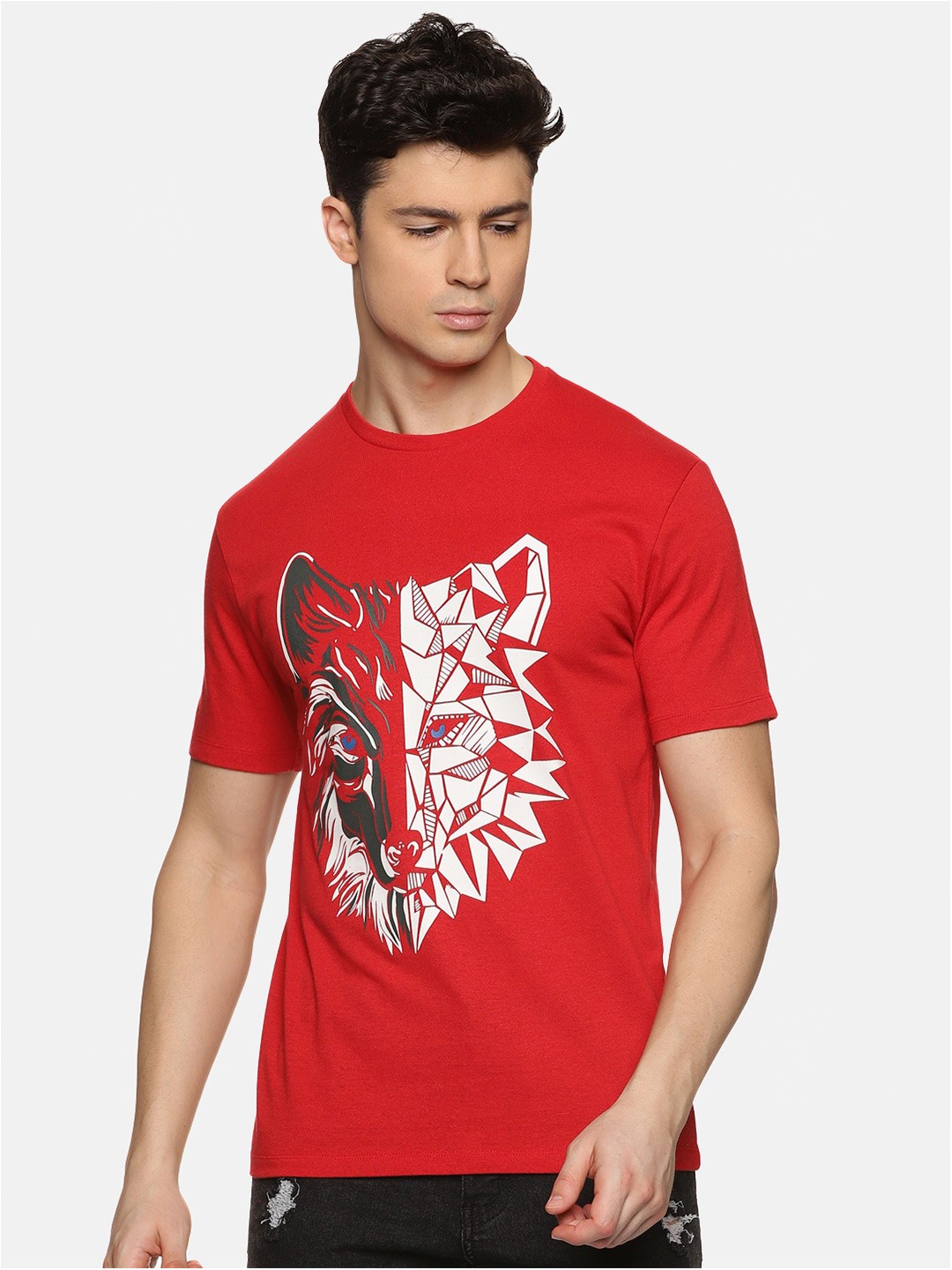 

UrGear Graphic Printed Pure Cotton T-Shirt, Red
