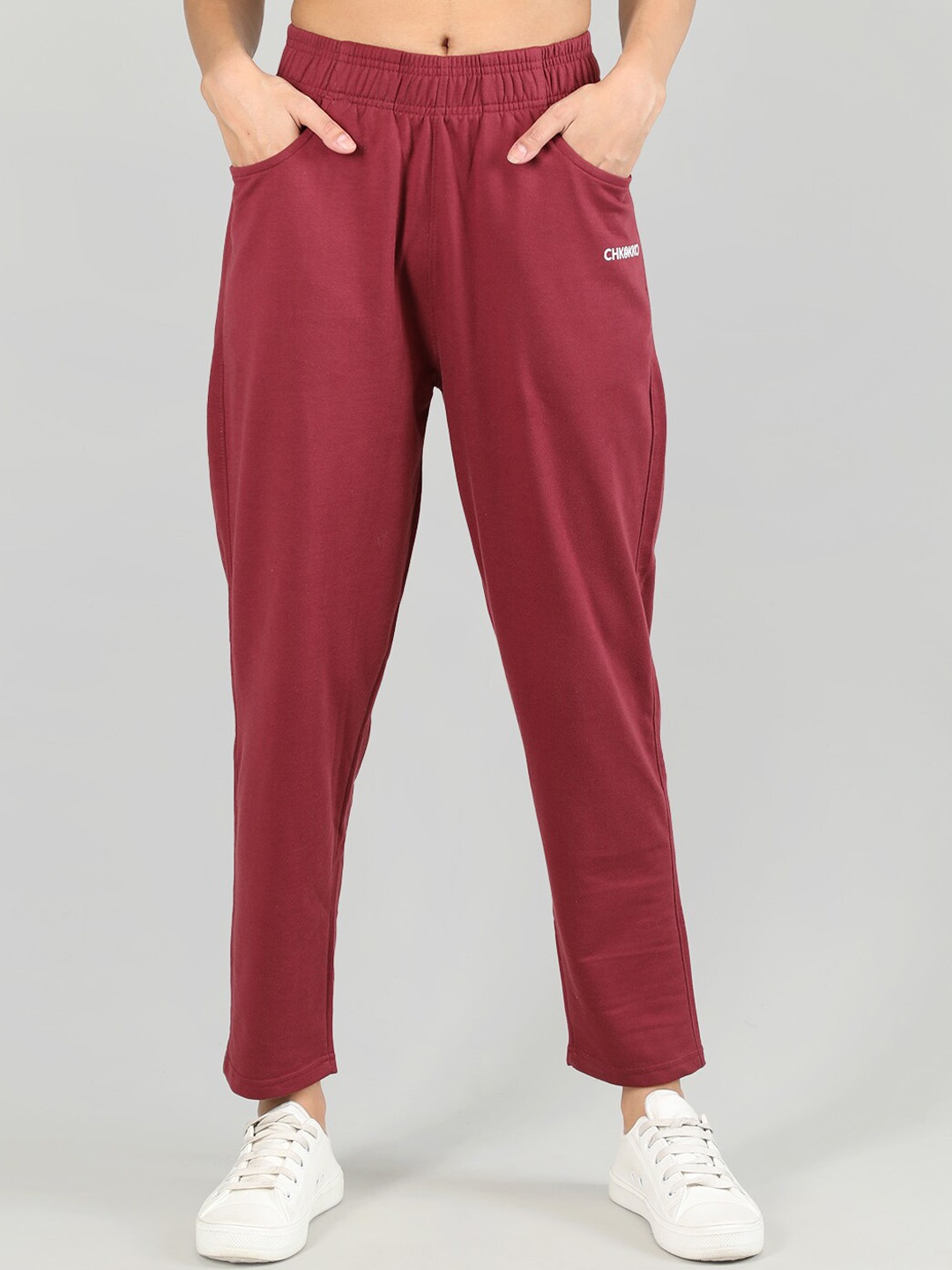 

CHKOKKO Women Mid Rise Regular Fit Track Pant, Red