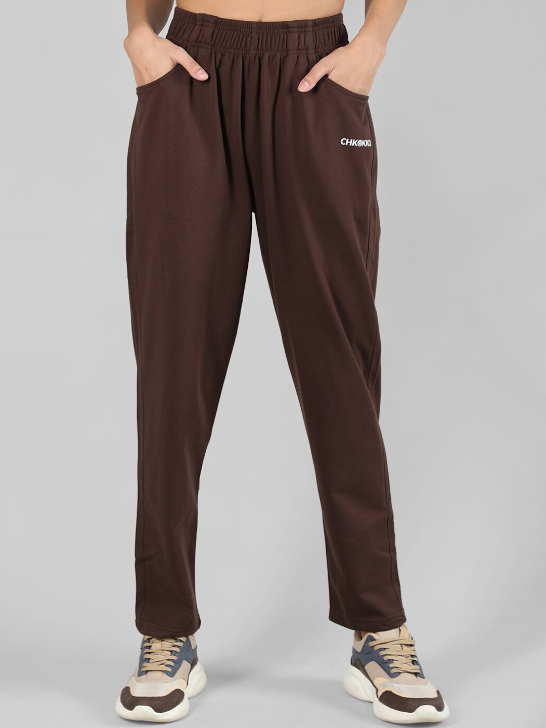 

CHKOKKO Women Mid Rise Regular Fit Track Pant, Brown
