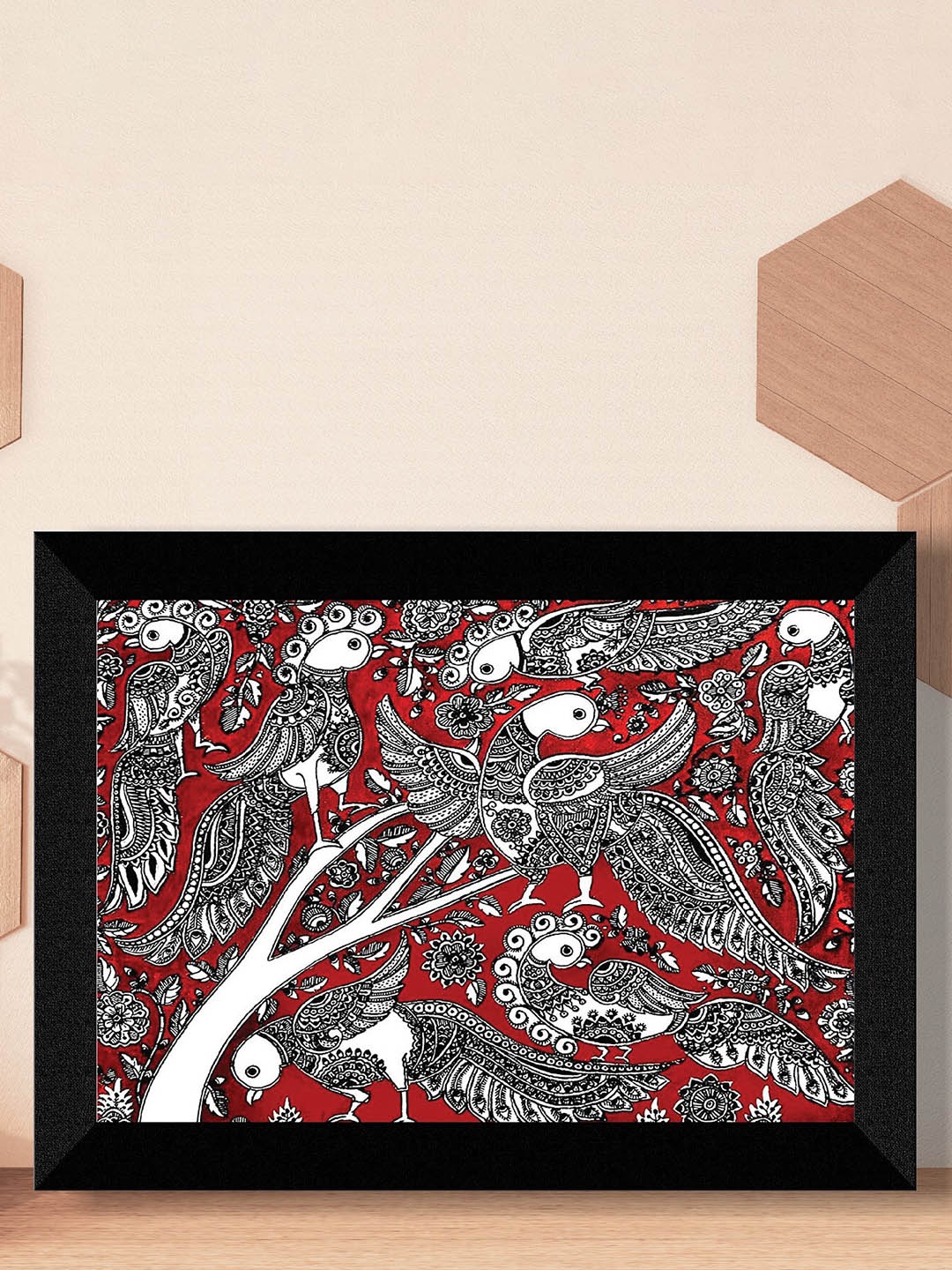 SAF Black & Red Madhubani Wall Art