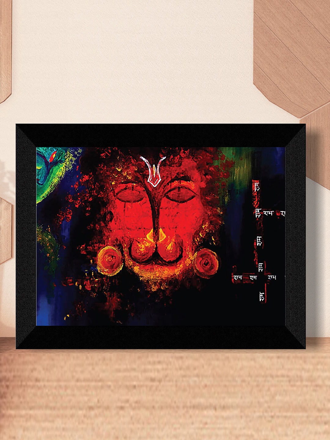 

SAF Black & Orange Lord Hanuman Painting Wall Art