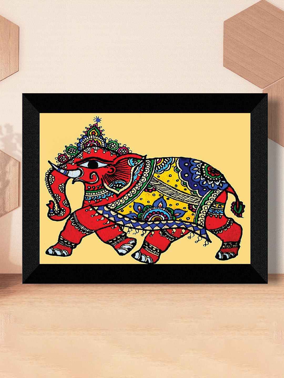 SAF Yellow & Red Traditional Painting Framed UV Coating Wall Art