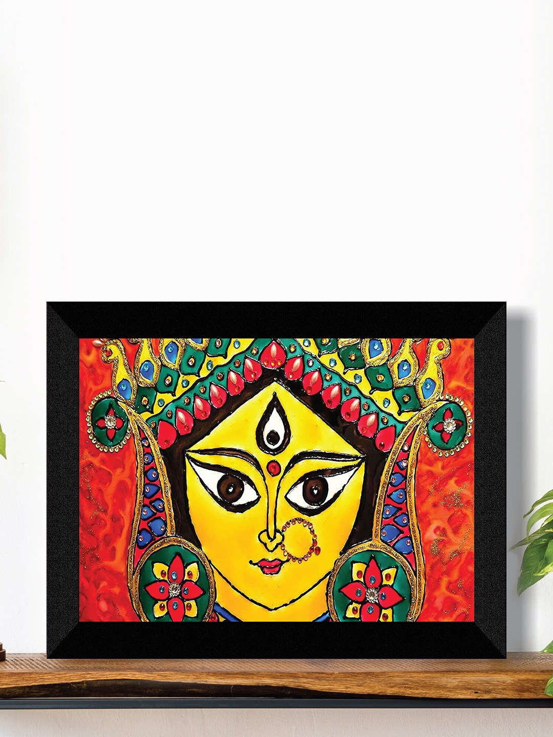 

SAF Yellow & Red Madhubani Painting Framed UV Coating Wall Art