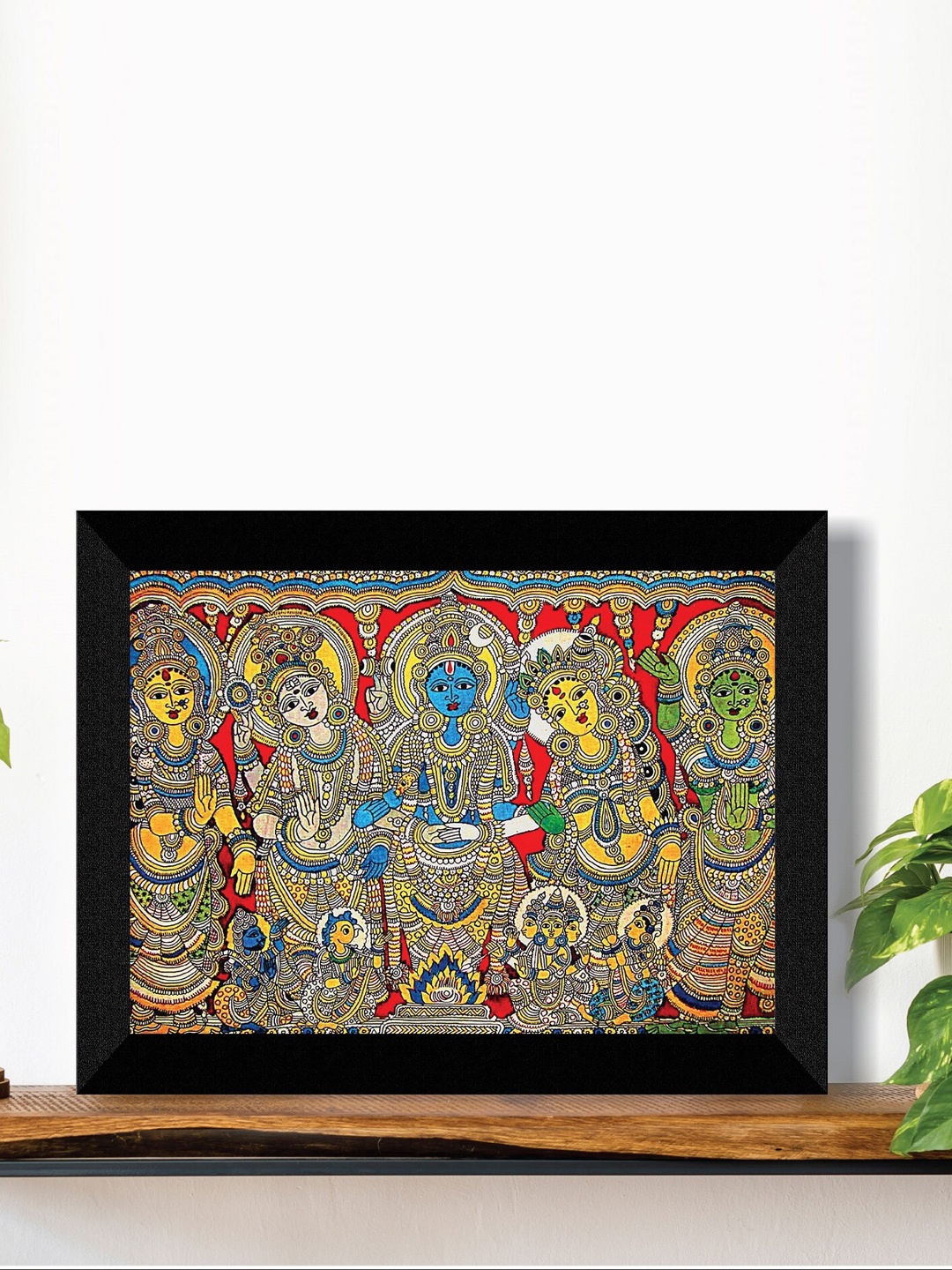 

SAF Yellow & Red Kerela Mural Art Religious Painting Framed UV Coating Wall Art