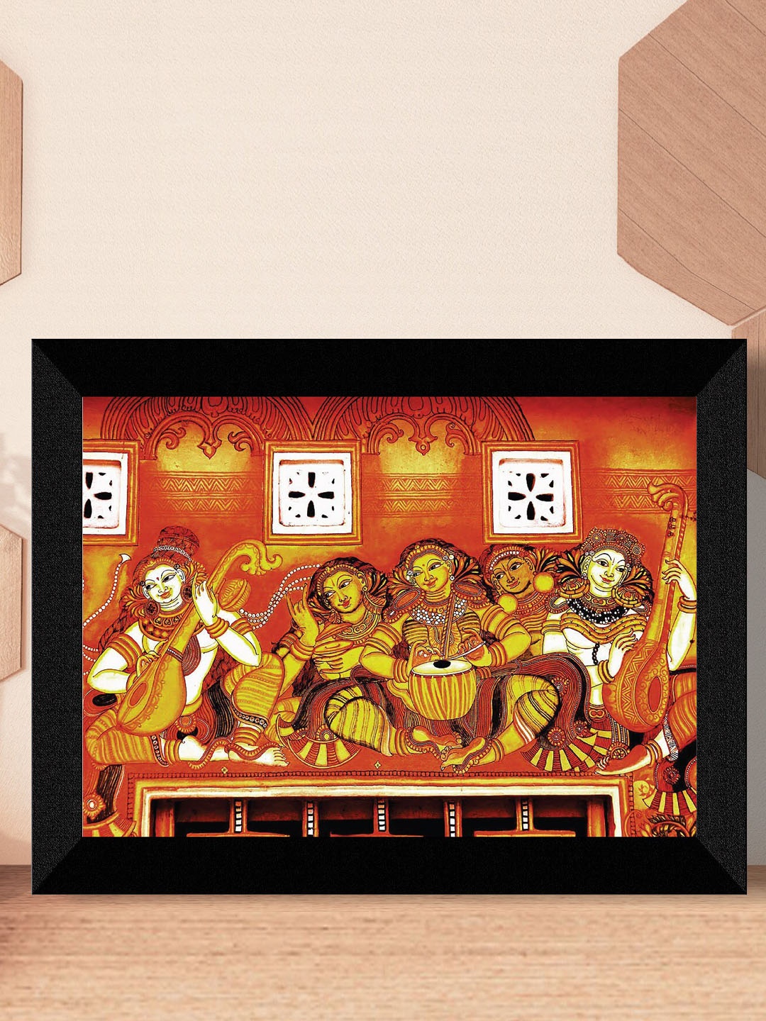 

SAF Yellow & Brown Kerela Mural Frame Painting Wall Art