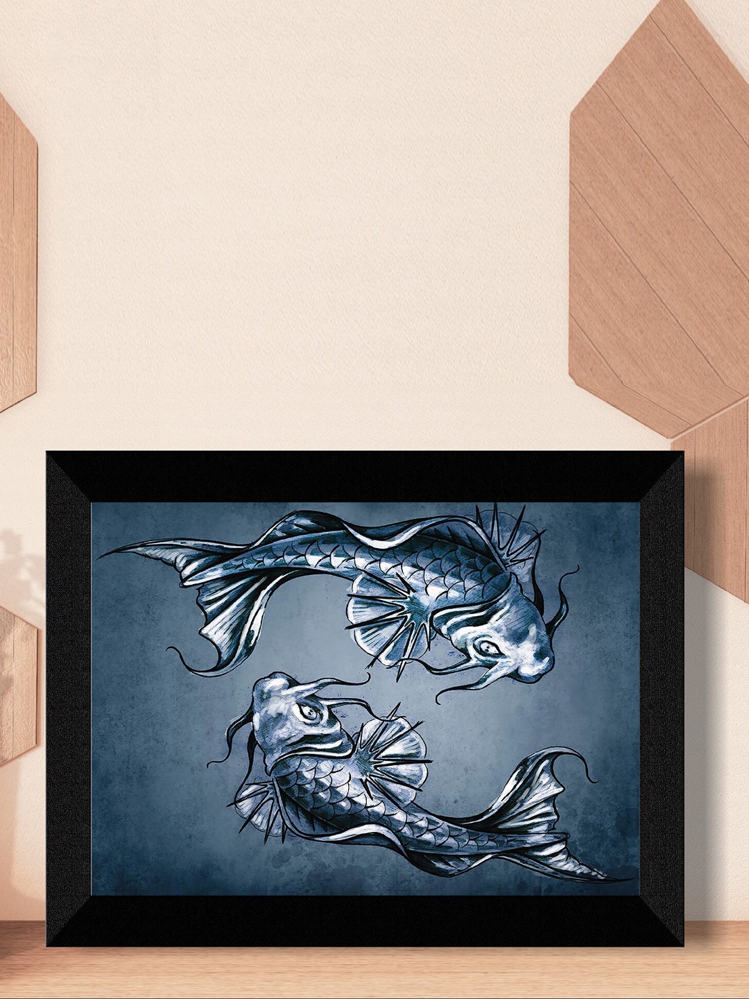 

SAF Black & Grey Fish Painting Framed UV Coating Wall Art