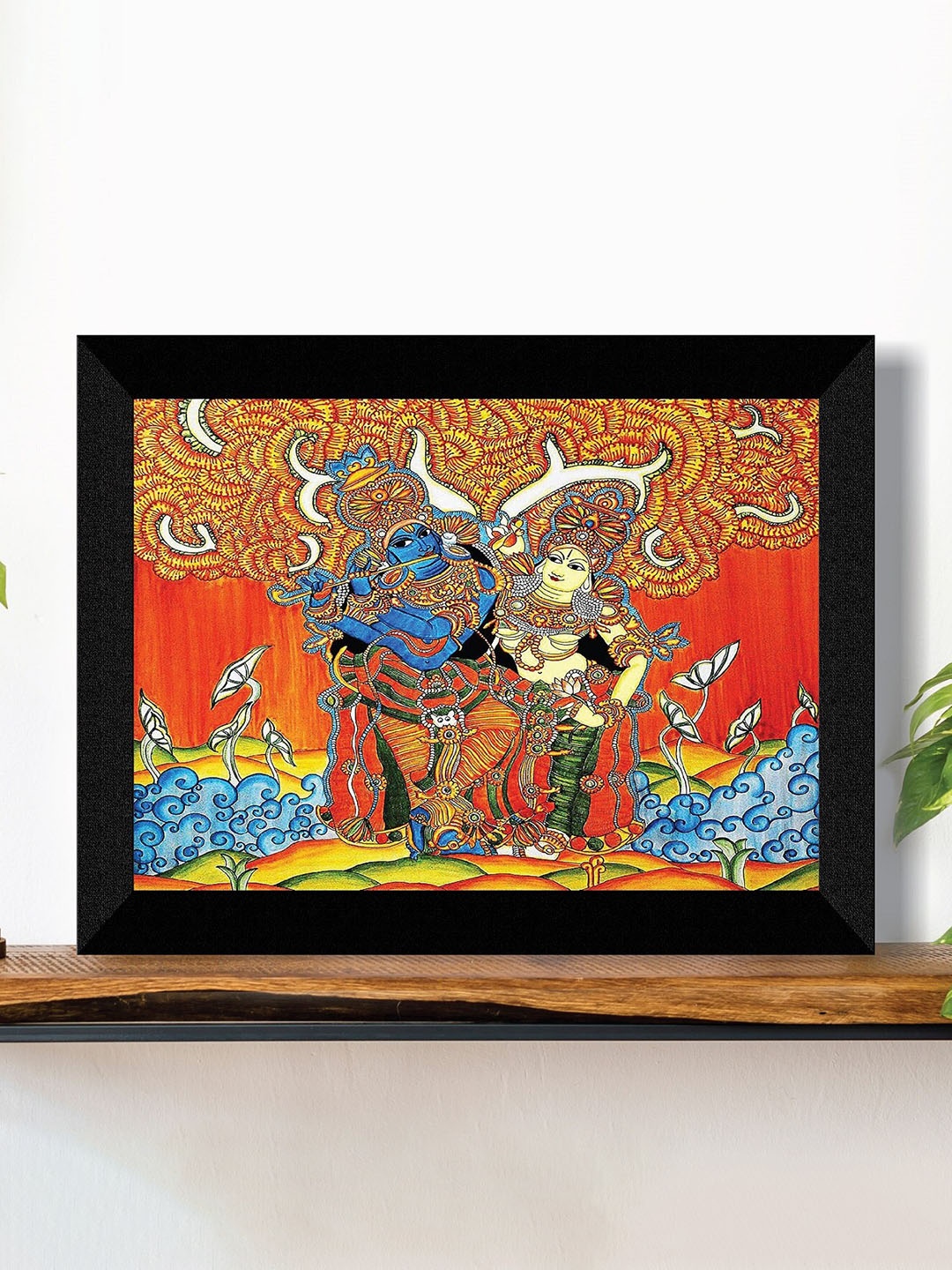 

SAF Red & Blue Kerela Mural Art Religious Painting Framed UV Coating Wall Art