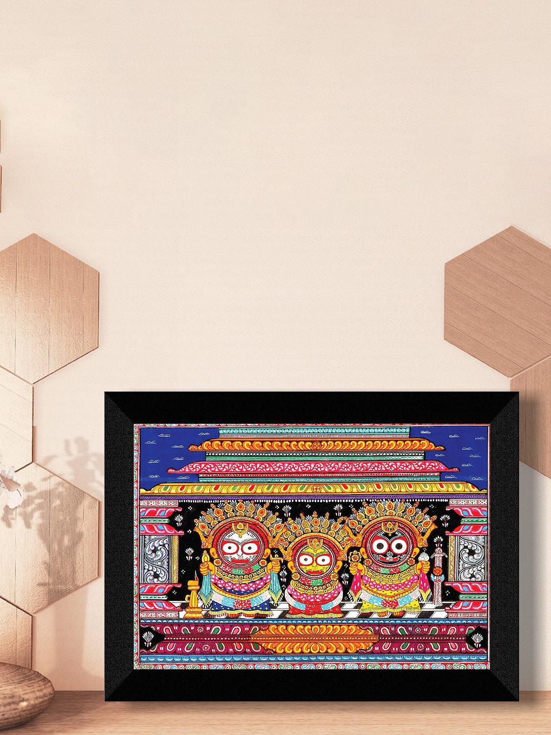 

SAF Blue & Red Lord Jagannath Printed Framed UV Coating Wall Painting