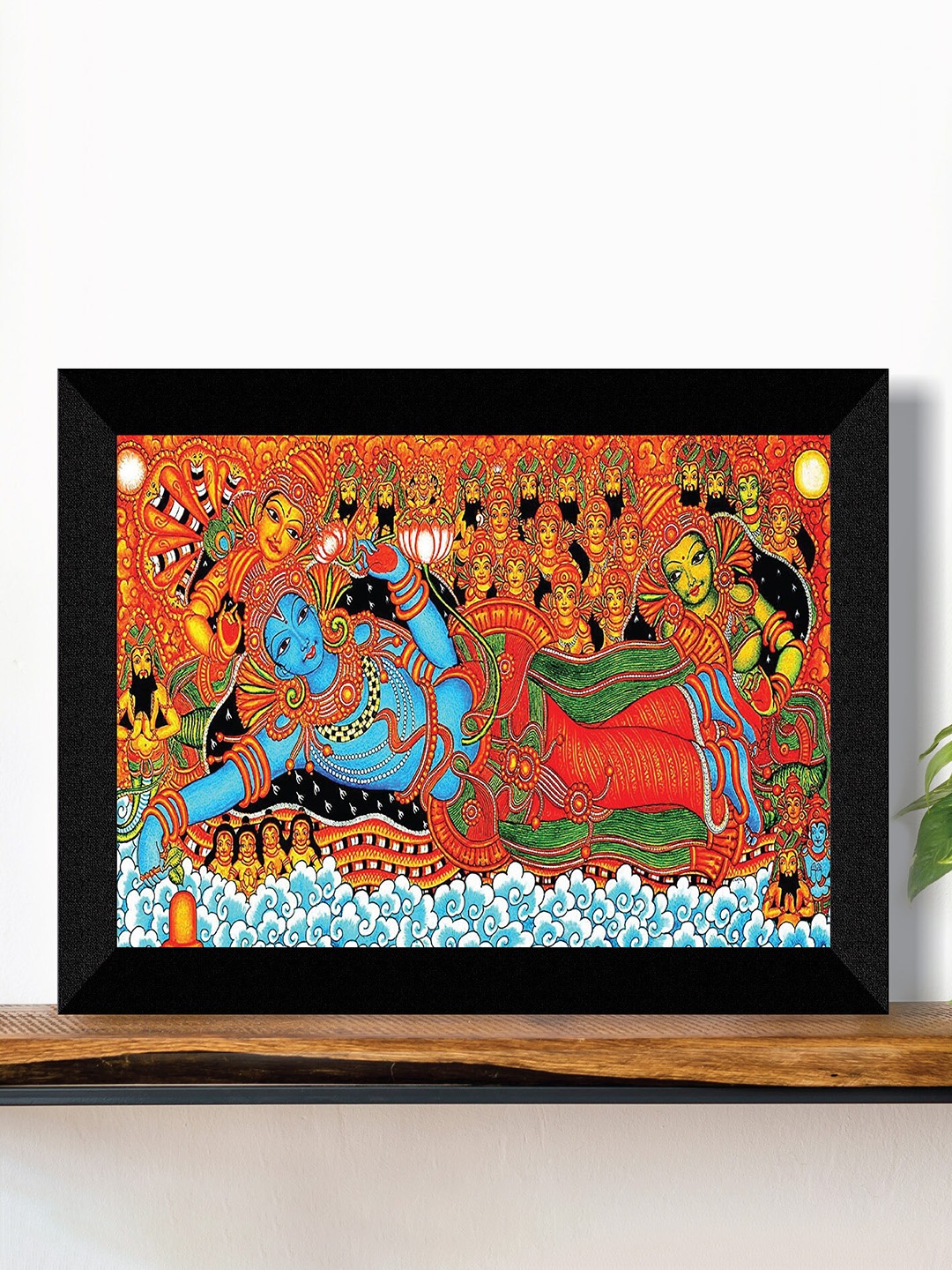 

SAF Black & Red Kerela Mural Painting Framed Wall Art