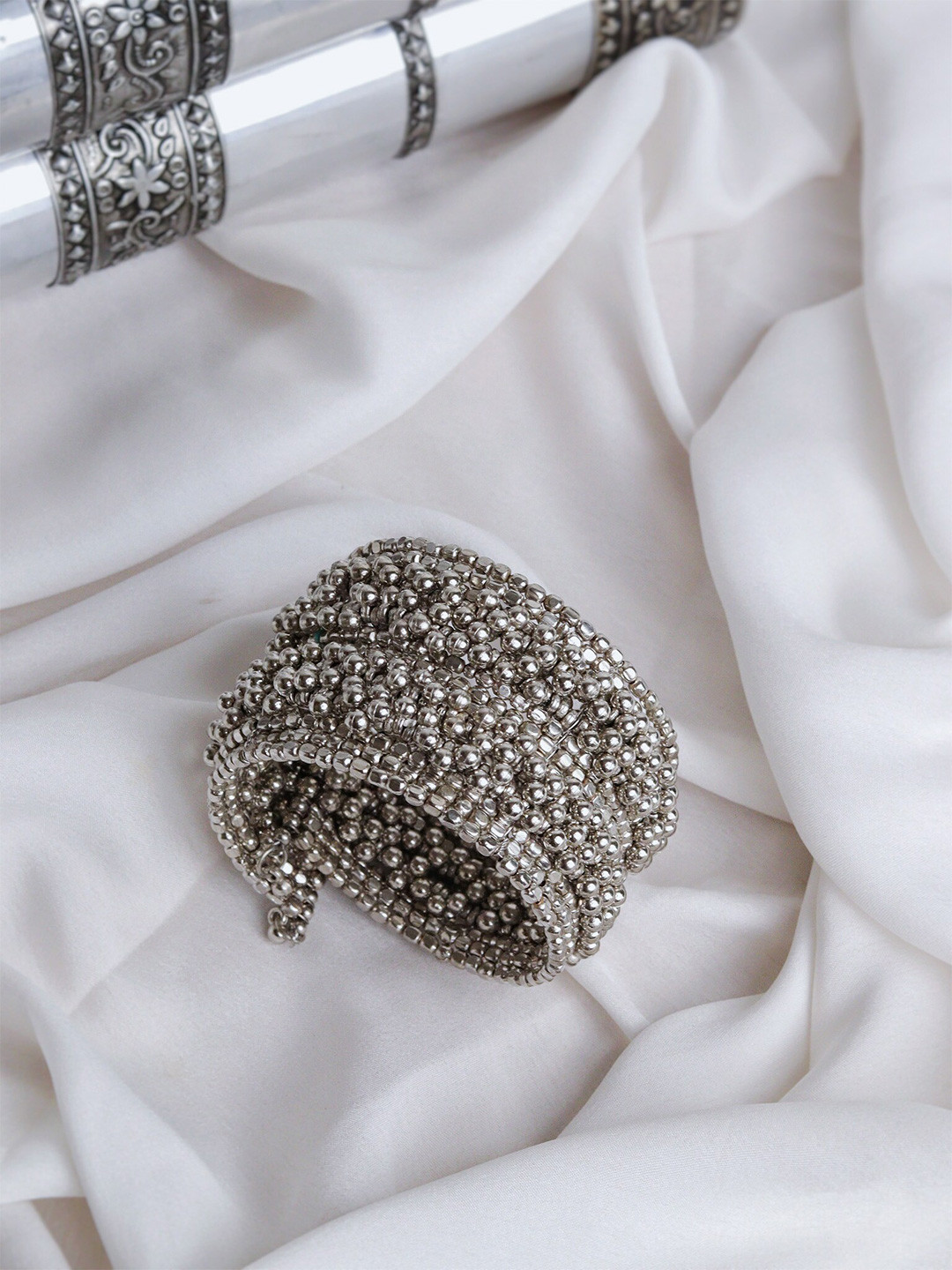 

CURIO COTTAGE Women Silver-Plated Cuff Bracelet