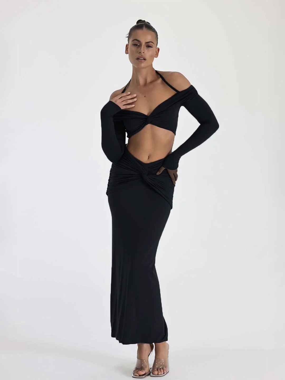 

StyleCast Off Shoulder Top With Skirt, Black