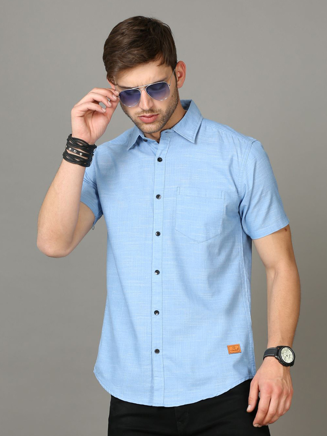 

Tallwalker Straight Regular Fit Spread Collar Casual Linen Shirt, Blue