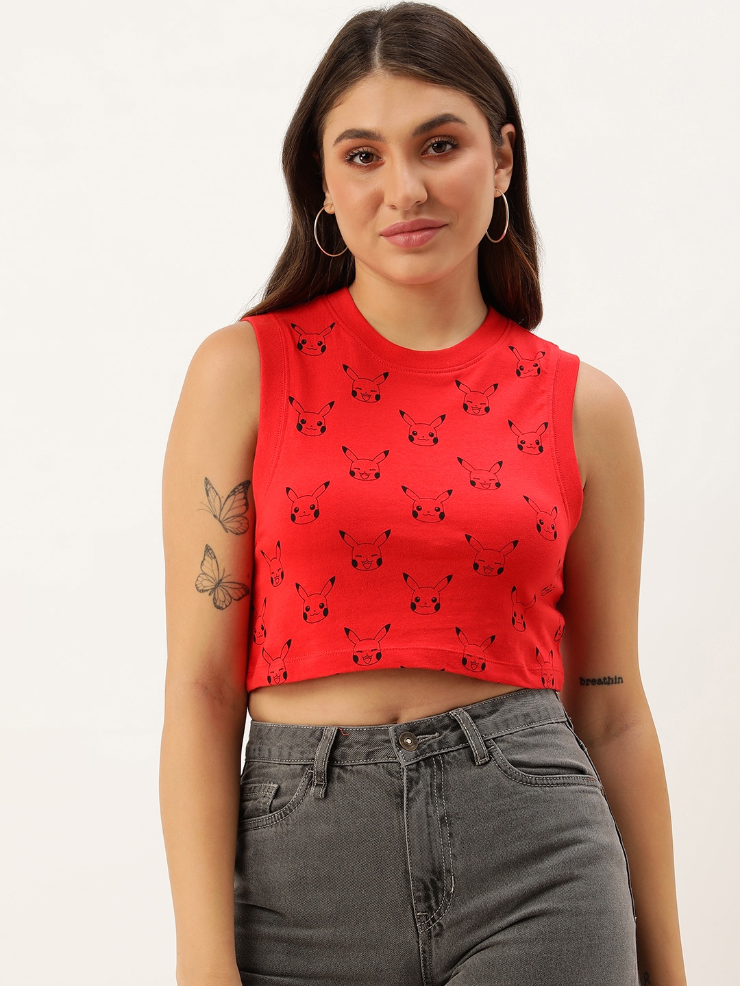 

Pokemon Pokemon Printed Slim Fit Crop T-shirt, Red