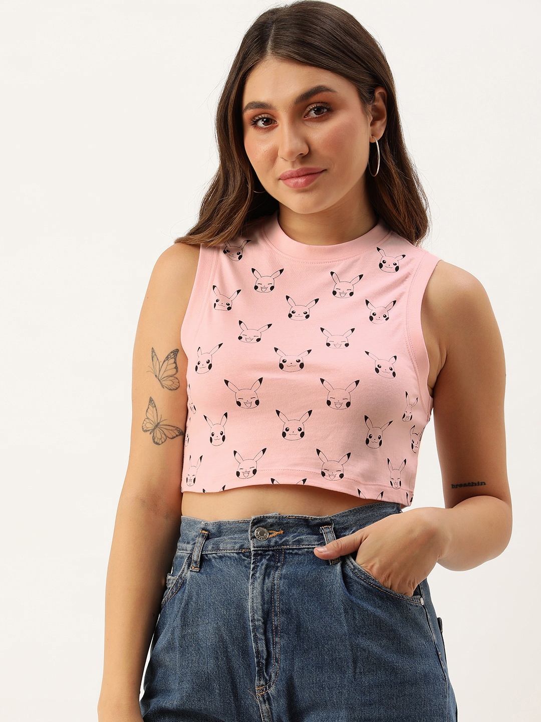 

Pokemon Pokemon Printed Slim Fit Crop T-shirt, Pink