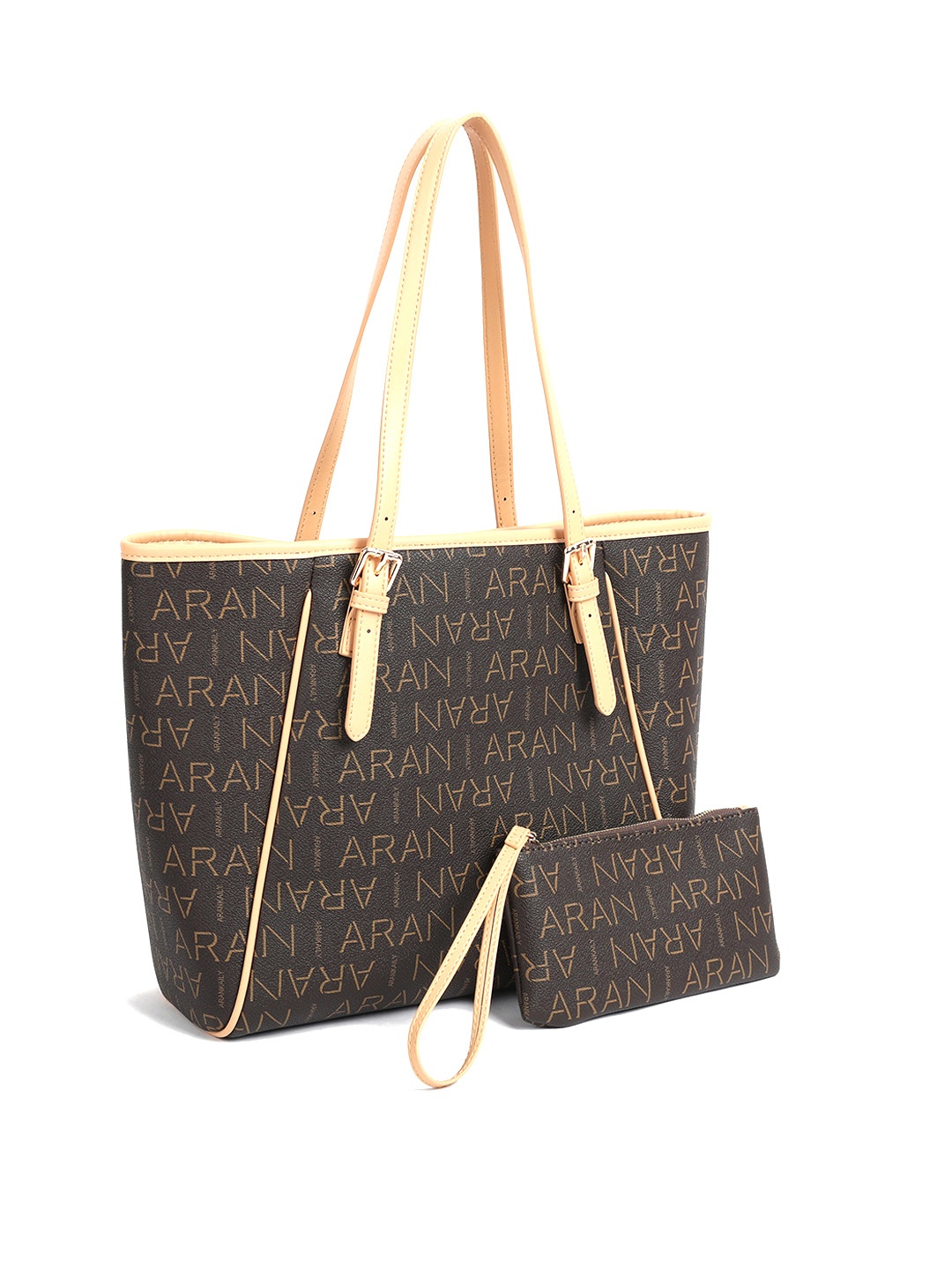 

Sasimo Printed Structured Tote Bag, Coffee brown