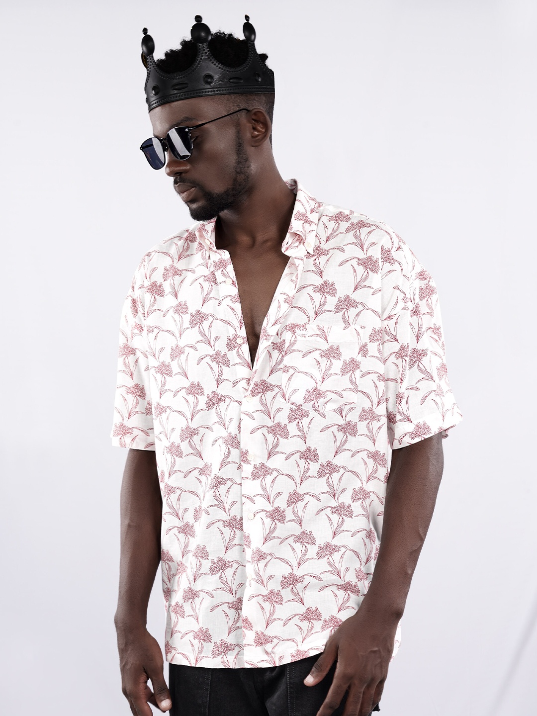 

FRENCH CROWN Graphic Printed Standard Regular Fit Cotton Casual Shirt, White