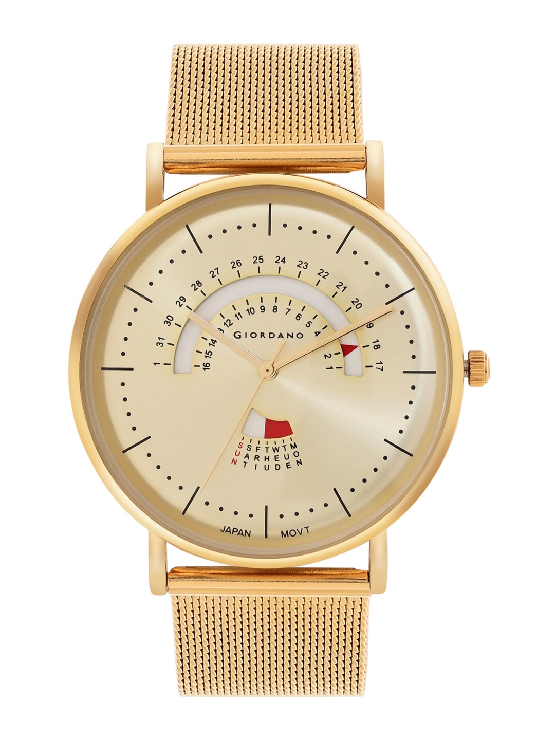 

GIORDANO Men Patterned Dial & Bracelet Style Straps Analogue Watch GZ-50073-22, Gold