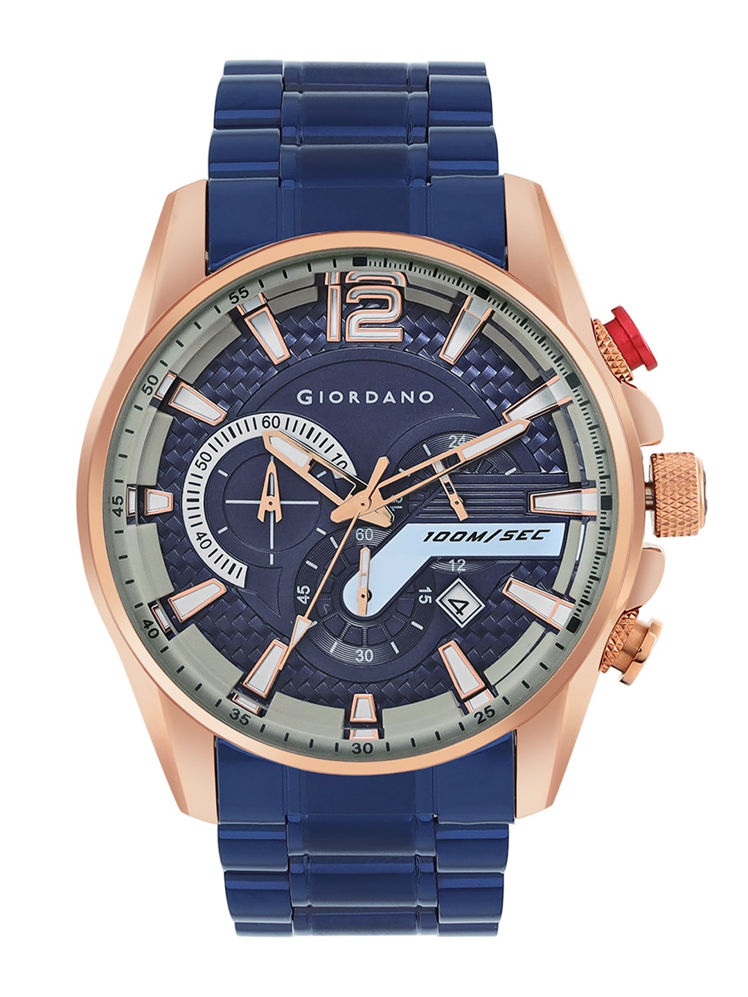

GIORDANO Men Patterned Dial & Bracelet Style Straps Analogue Watch GZ-50076-33, Blue