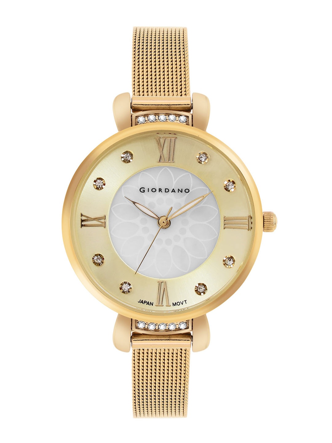 GIORDANO Women Embellished Dial & Stainless Steel Straps Analogue Watch GZ-60075-11, Gold