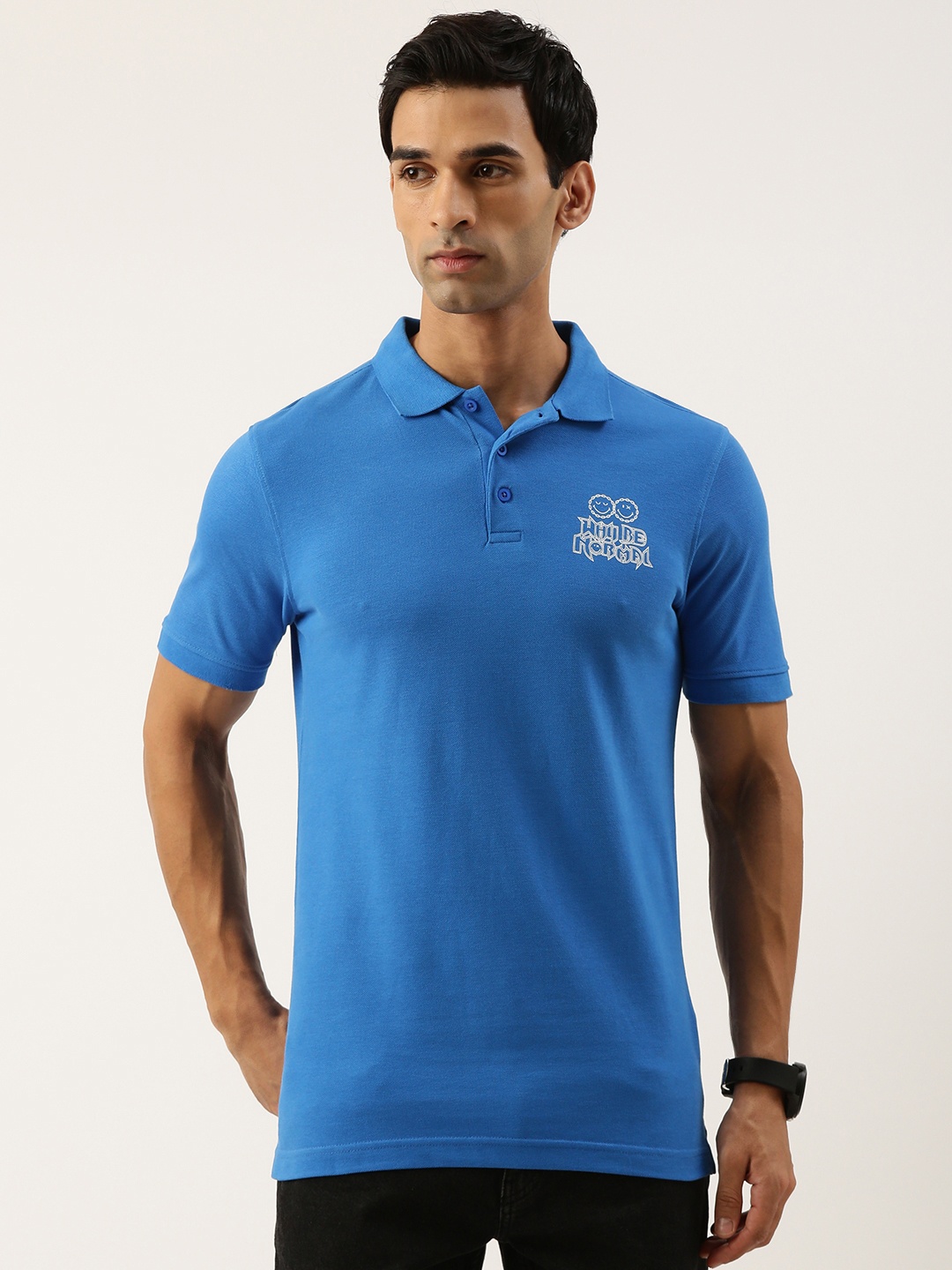 

Smiley Men Graphic Printed T-shirt, Blue