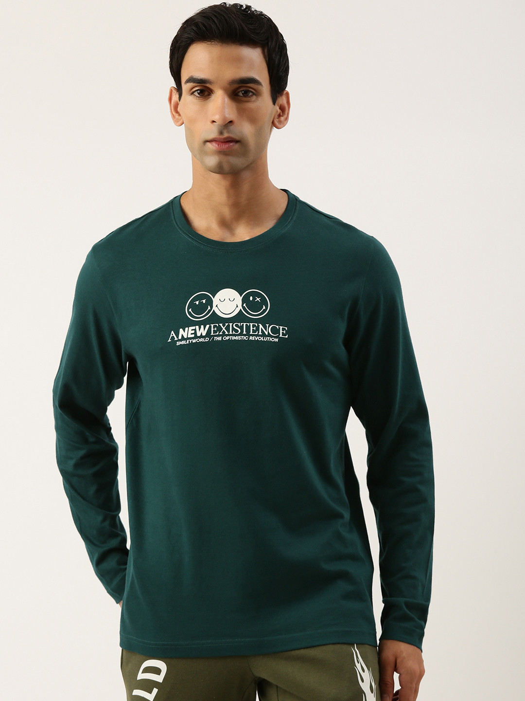 

Smiley Men Graphic Printed T-shirt, Green