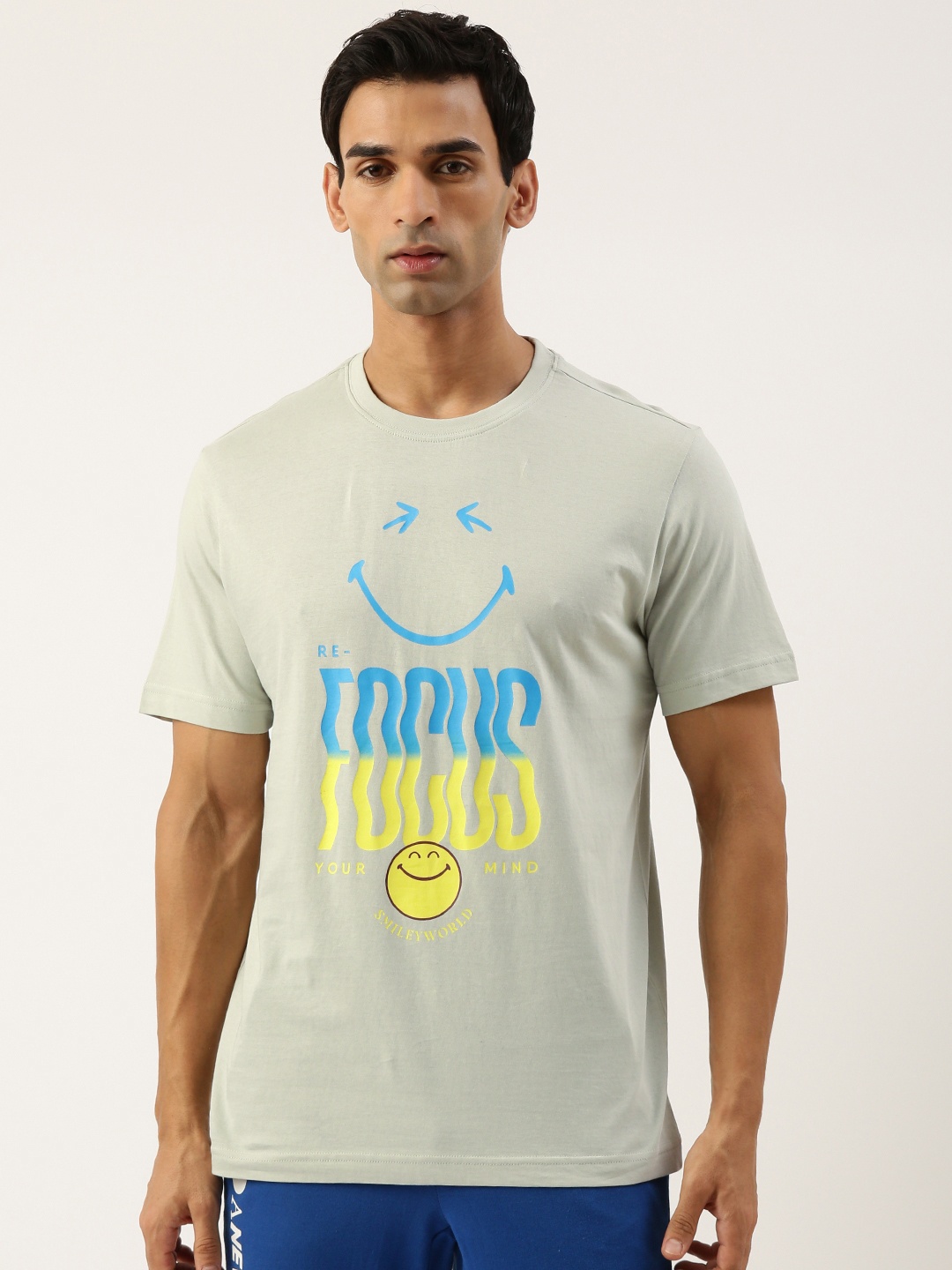 

Smiley Men Graphic Printed T-shirt, Grey