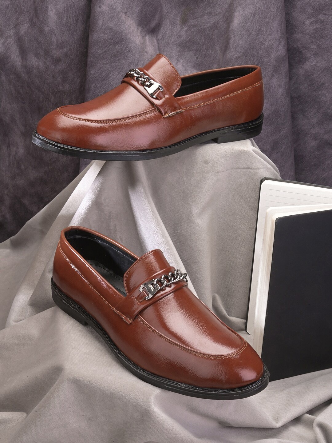 

BOOTCO Men Buckled Slip-On Formal Loafers, Tan
