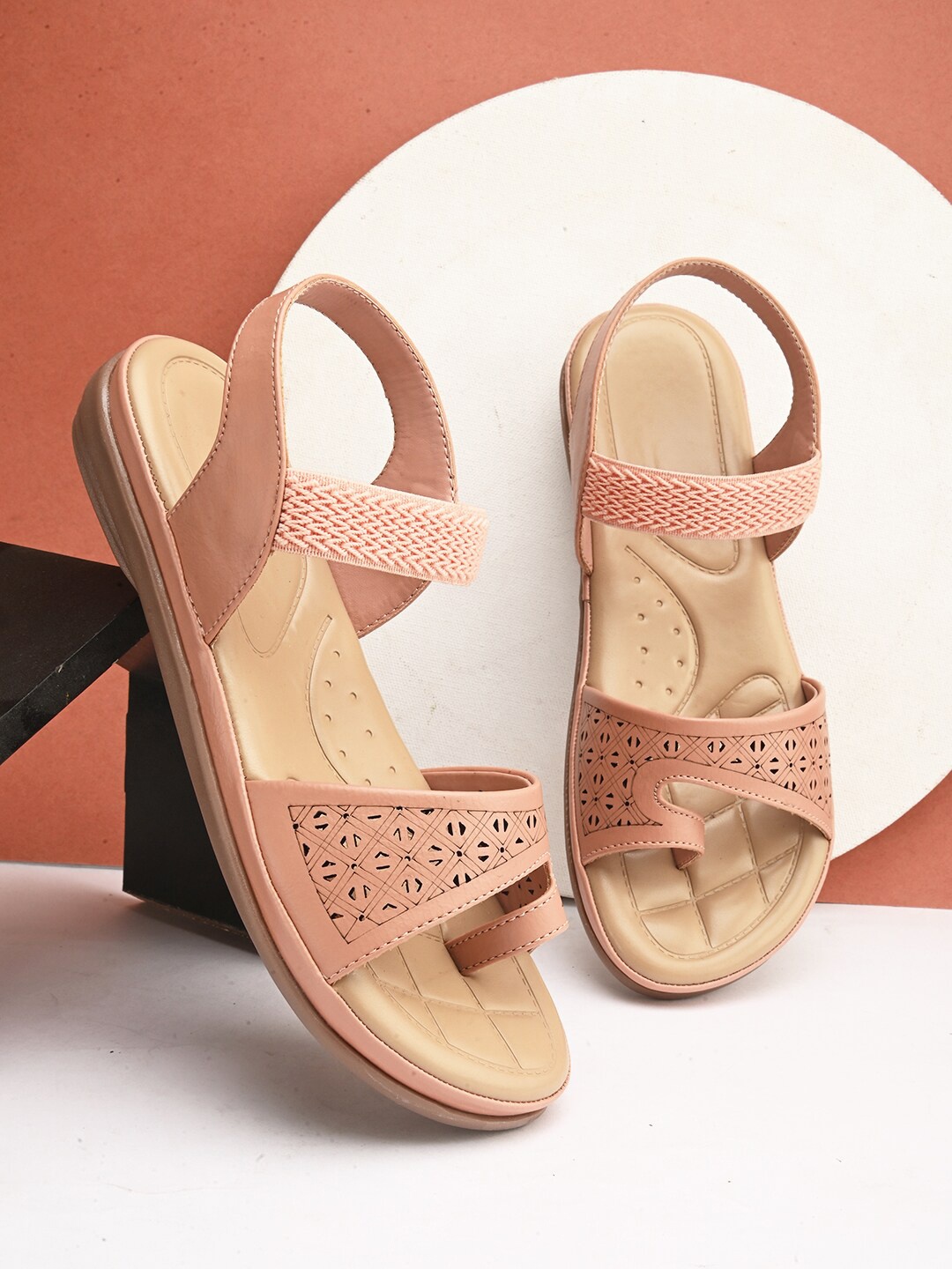 

BOOTCO Laser Cut One Toe Flats, Cream