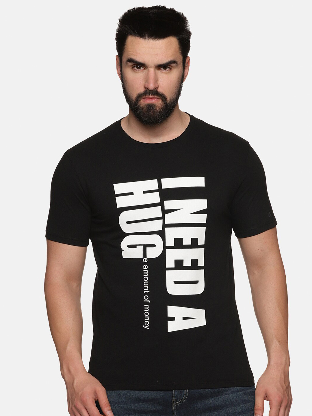 

UrGear Typography Printed Pure Cotton T-shirt, Black