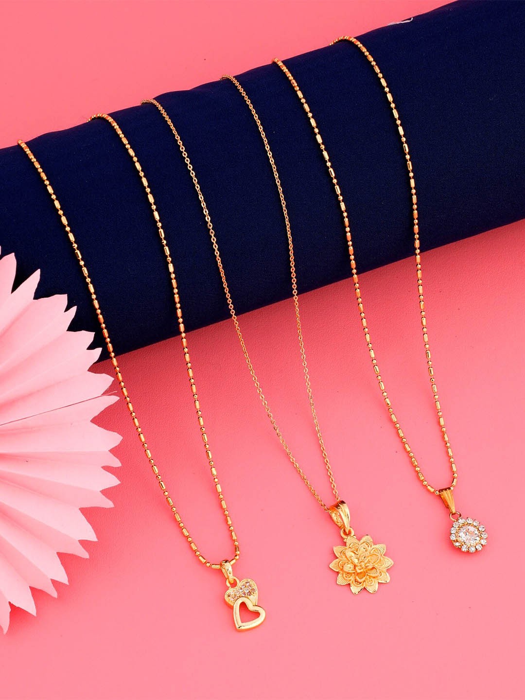 

JEWEL WORLD Set of 3 Gold-Plated Chain