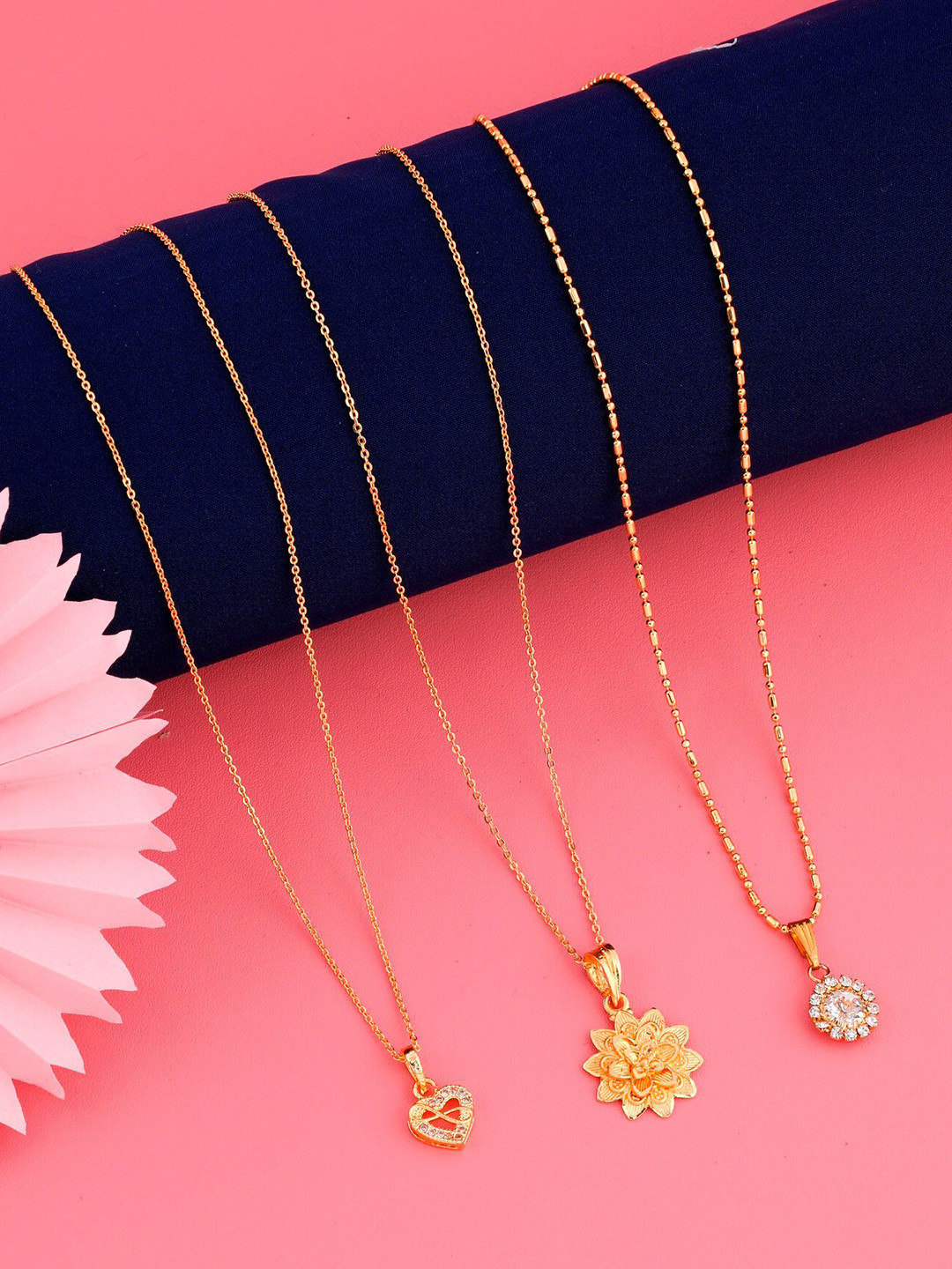

JEWEL WORLD Set of 3 Gold-Plated Chain