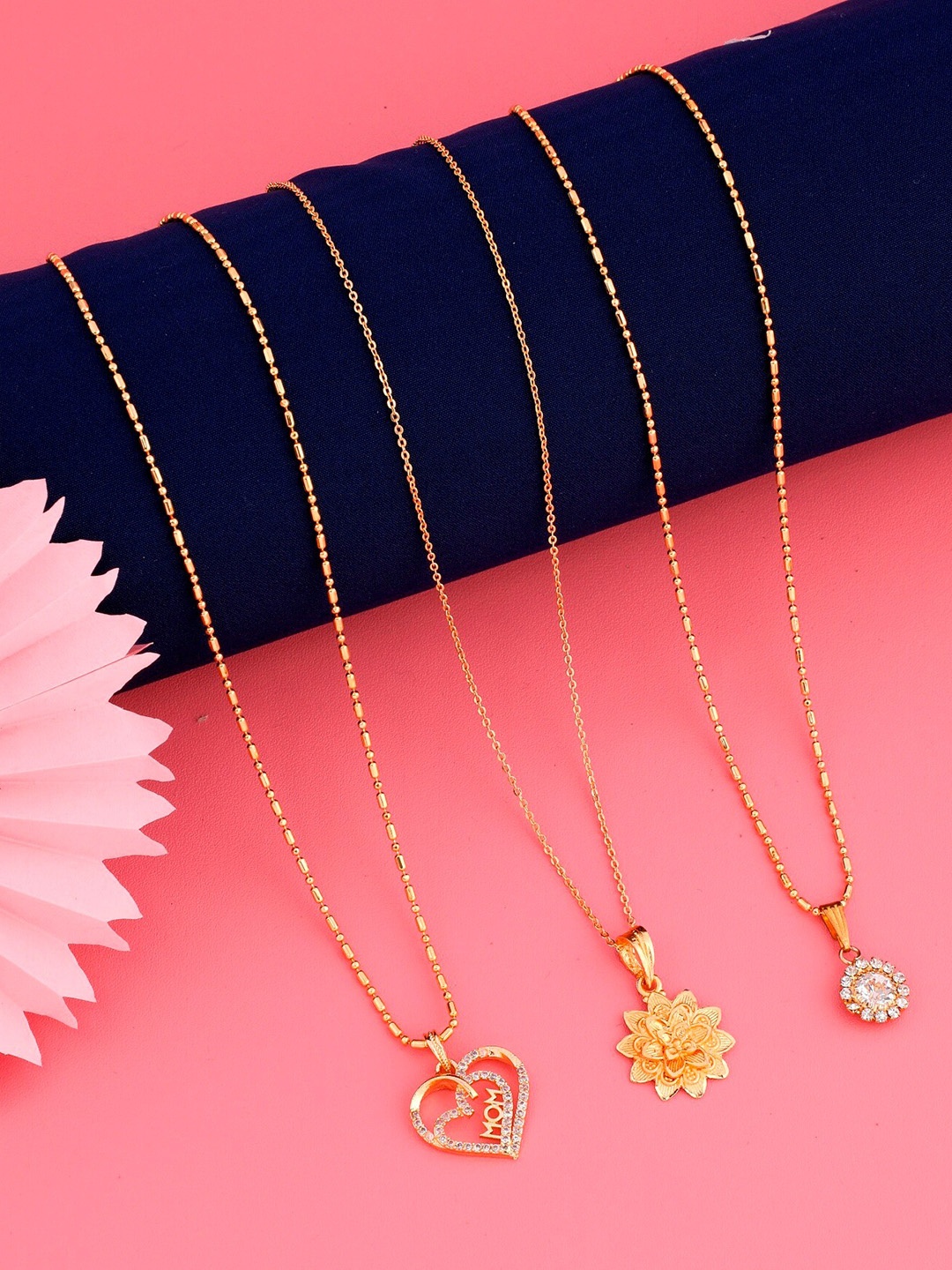 

JEWEL WORLD Set of 3 Gold-Plated Chain