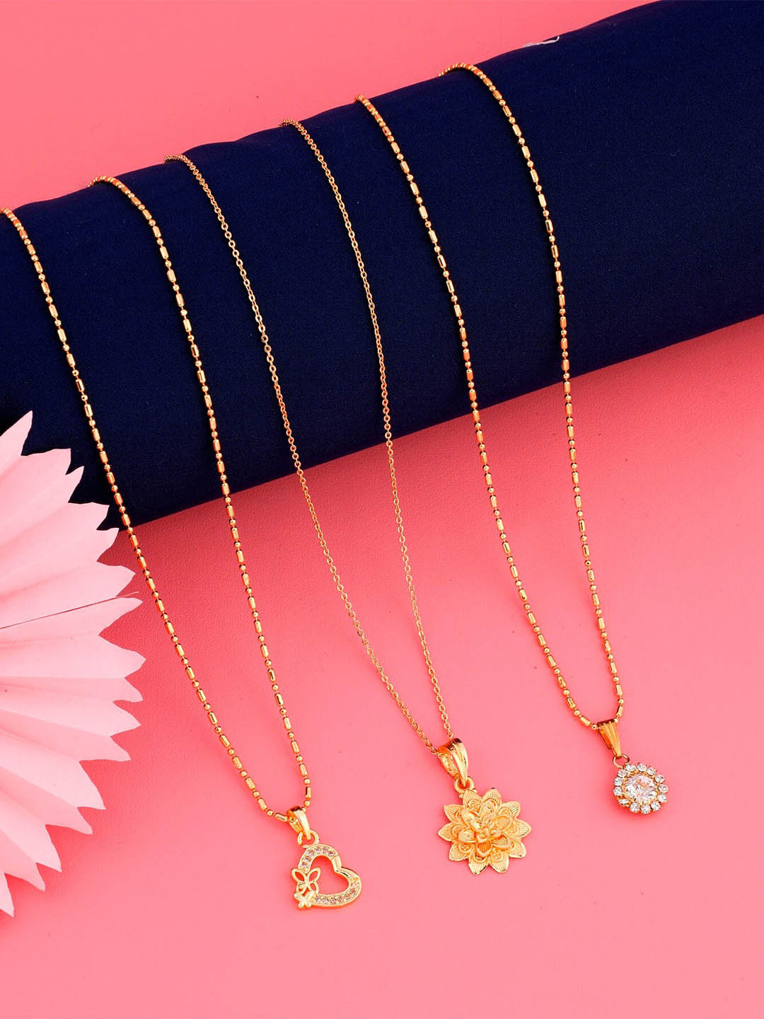 

JEWEL WORLD Set of 3 Gold-Plated Chain