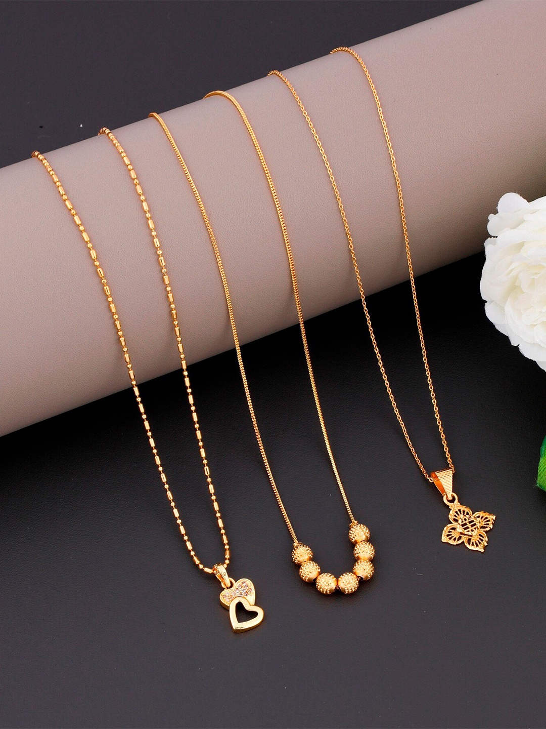

JEWEL WORLD Set of 3 Gold-Plated Chain