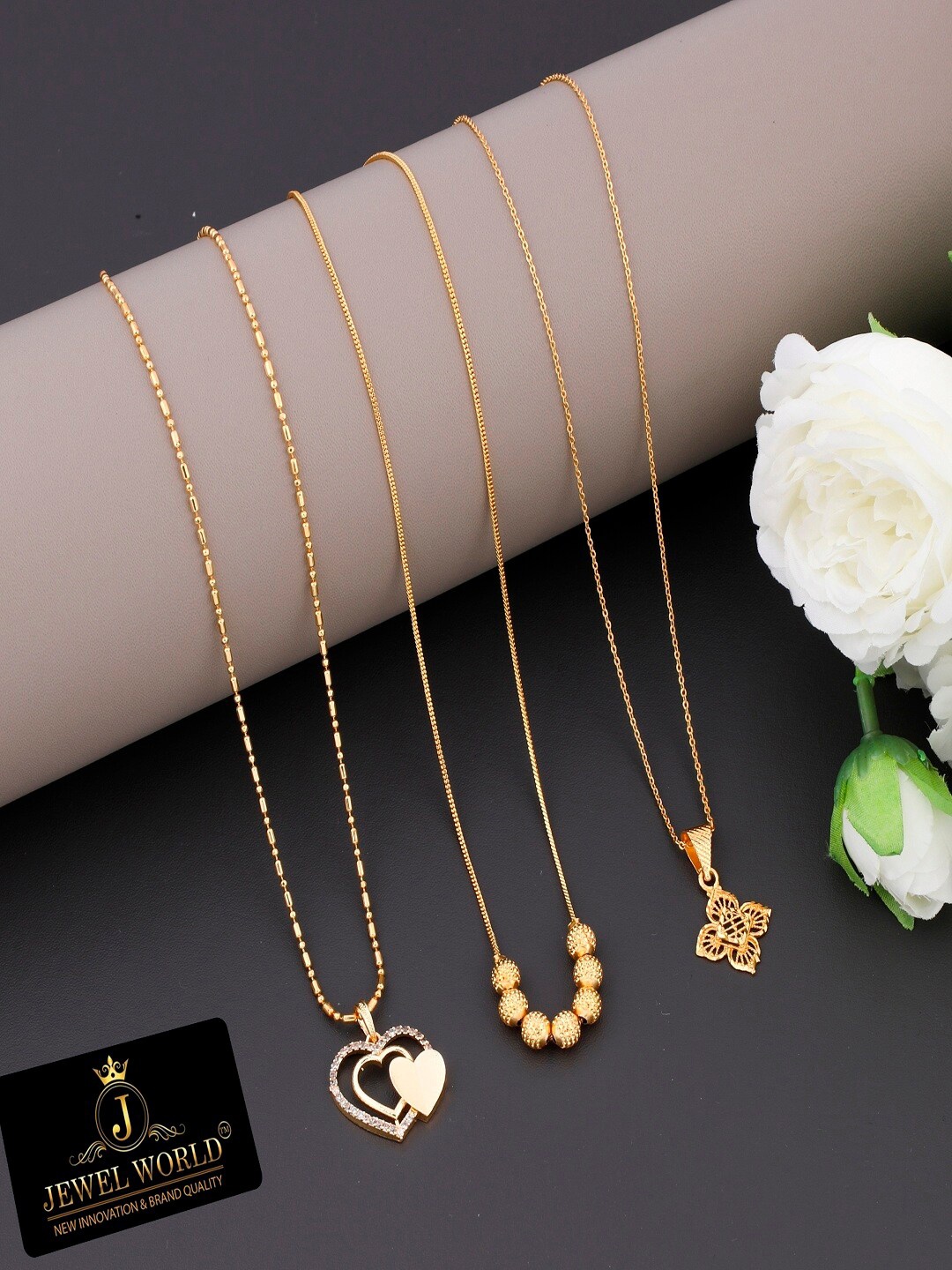 

JEWEL WORLD Set of 3 Gold-Plated Chain