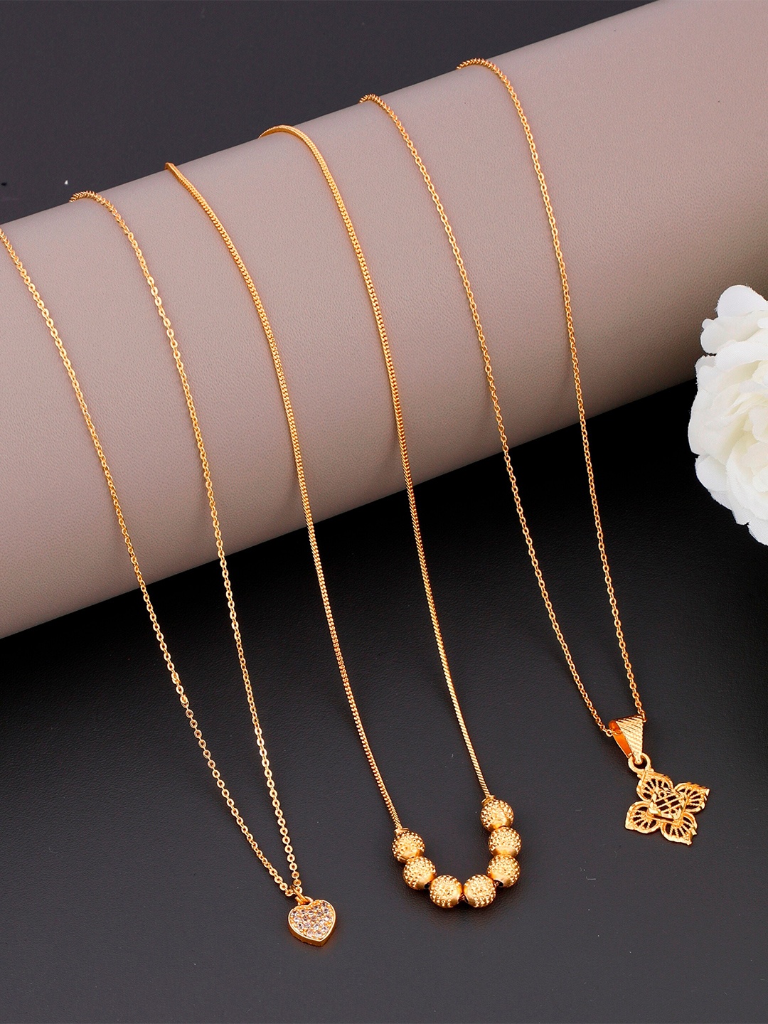 

JEWEL WORLD Set of 3 Gold-Plated Chain