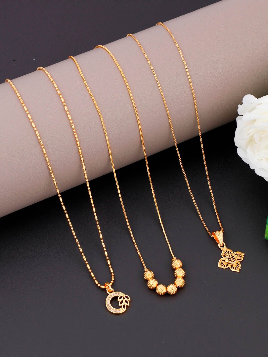 

JEWEL WORLD Set of 3 Gold-Plated Chain