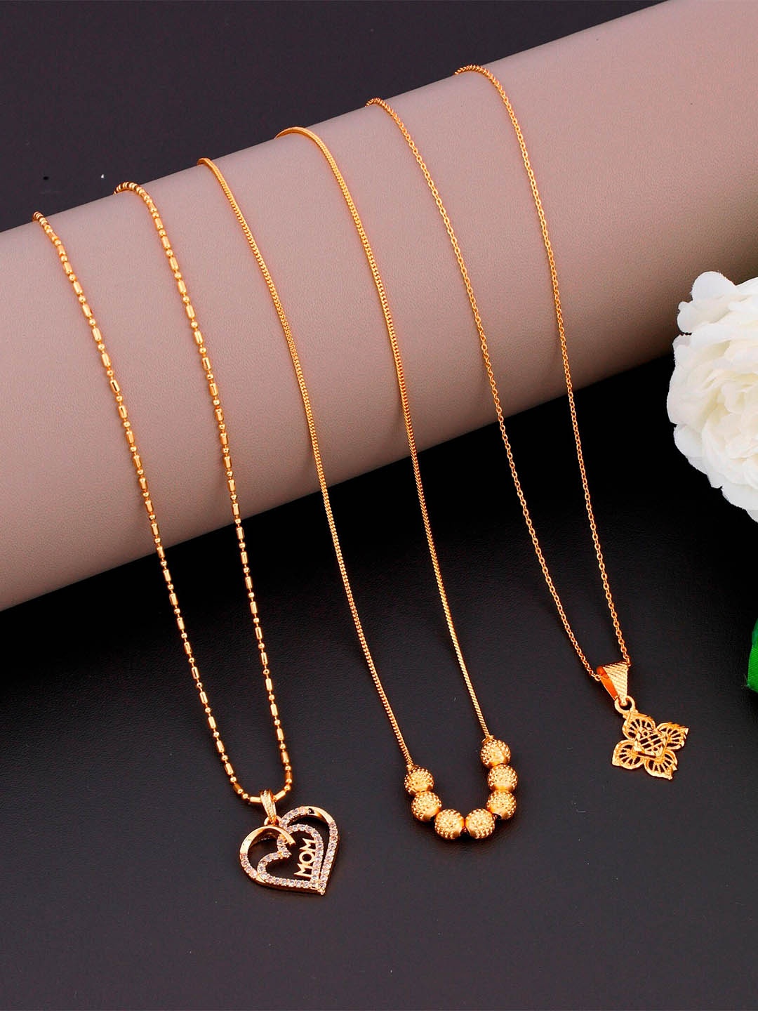 

JEWEL WORLD Set of 3 Gold-Plated Chain