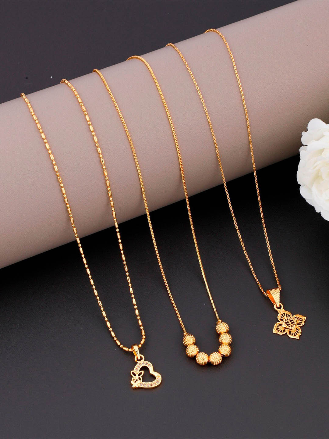 

JEWEL WORLD Set of 3 Gold-Plated Chain