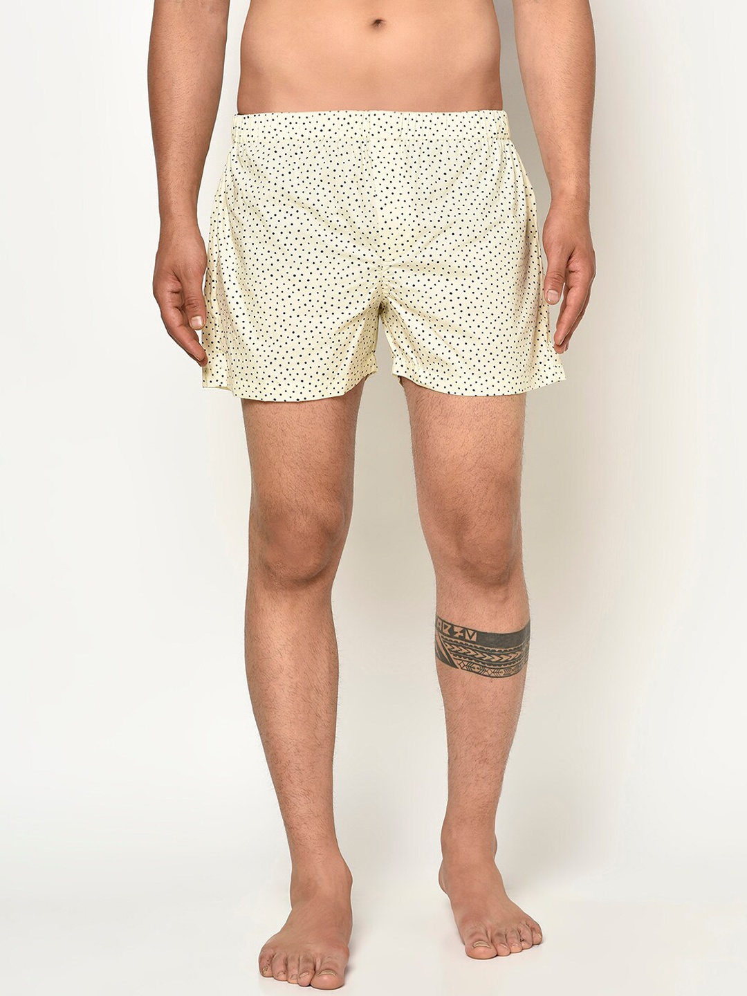 

GLITO Men Polka Dots Printed Pure Cotton Boxers BXR#05-S, Yellow