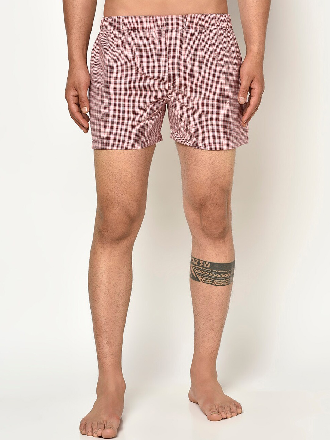 

GLITO Men Checked Pure Cotton Boxers BXR#06-S, White