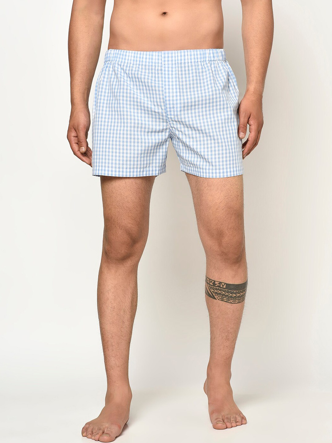 

GLITO Men Checkered Pure Cotton Boxer BXR#01-S, Blue