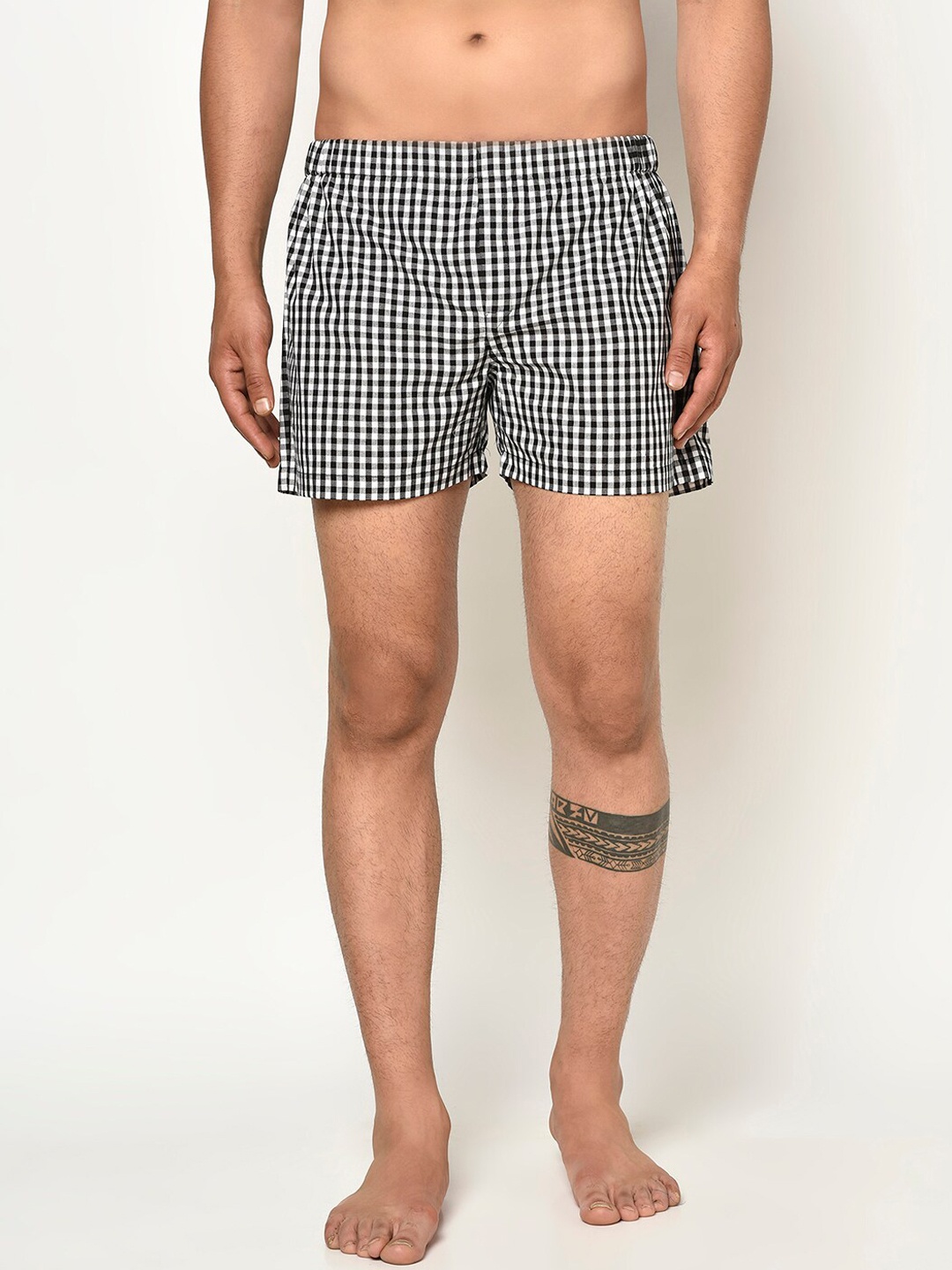 

GLITO Men Checked Pure Cotton Boxer BXR#03-S, Black